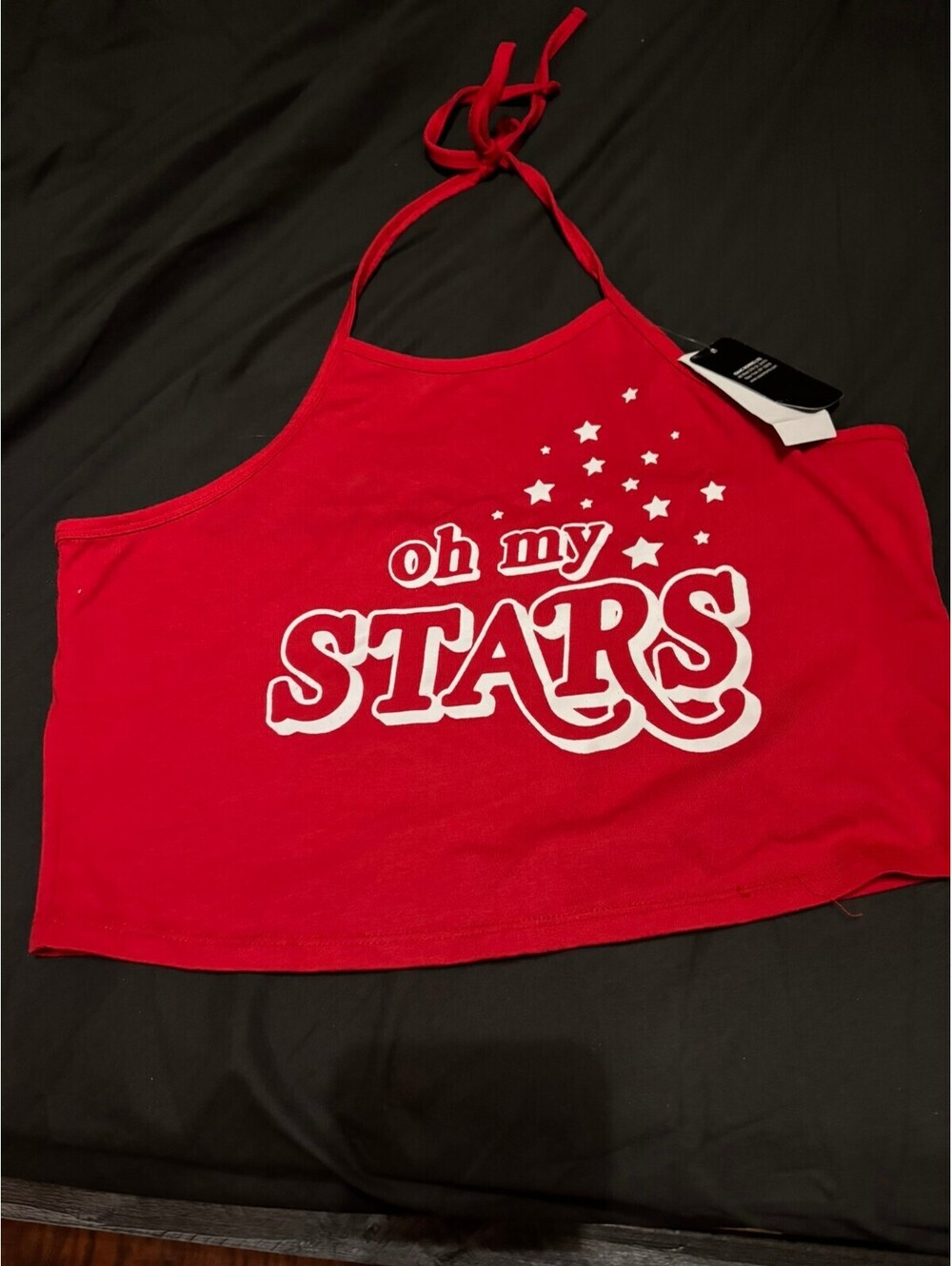 IML Red Halter Crop Top with 'Oh My Stars' Print